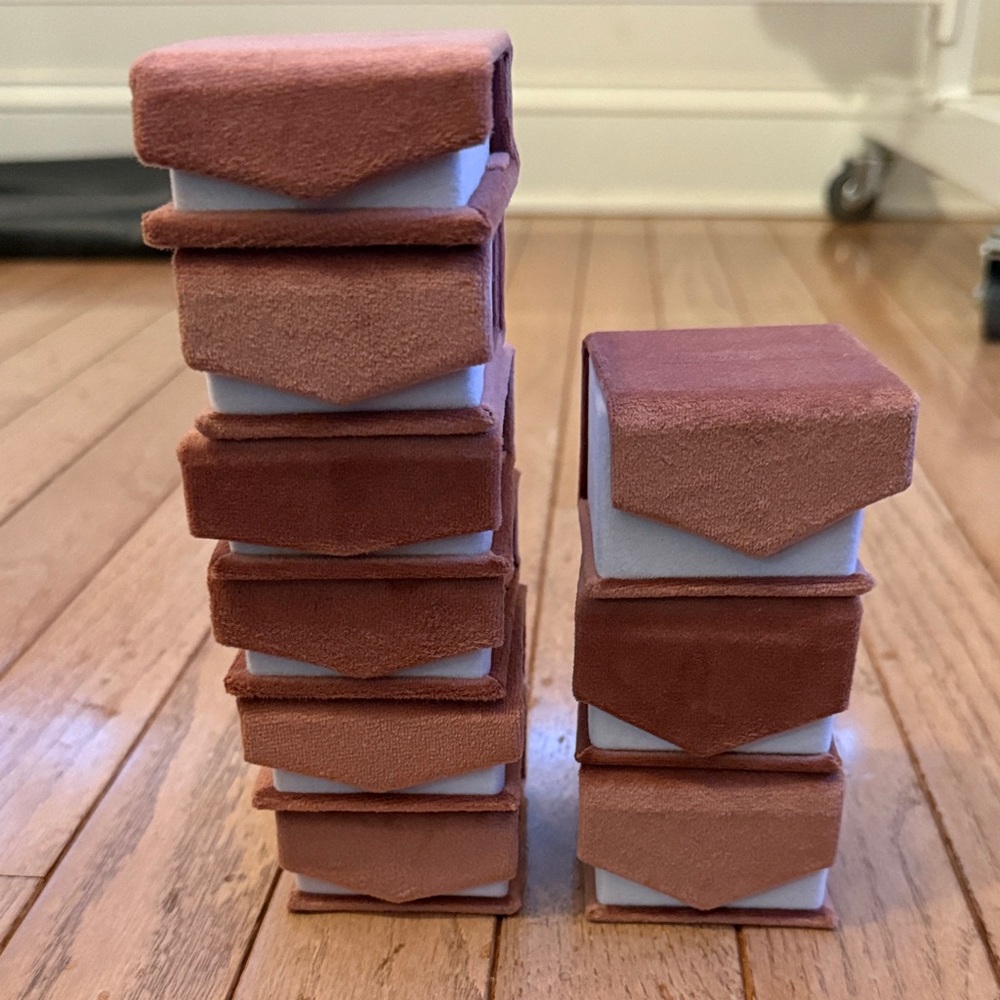 Empty Velvet Jewelry Boxes in Pink